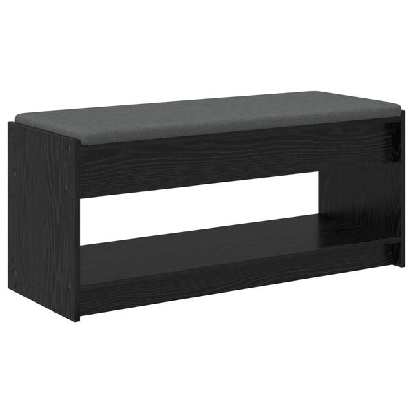 vidaXL Panca per ingresso con cuscino Rovere Nero 103 x 38 x 45 cm