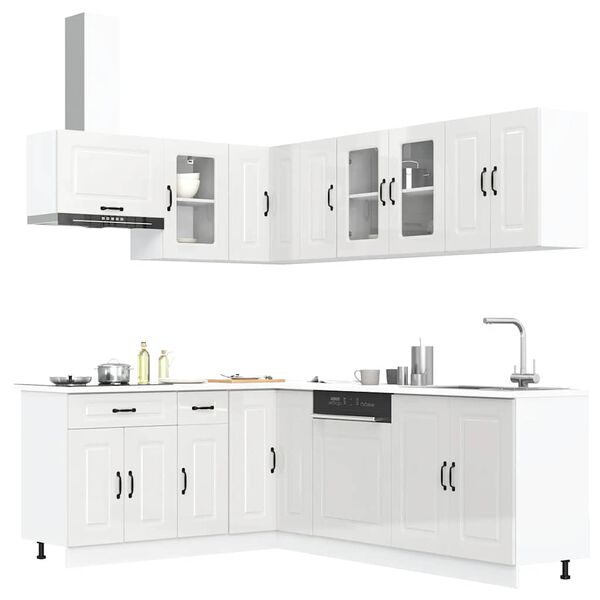 vidaXL Set Mobili da Cucina 11 pz Kalmar Bianchi Lucido in Truciolato