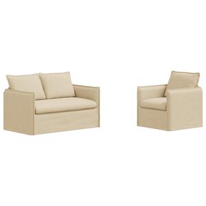 vidaXL Set di divani 2 pcs Crema 136 x 82 x 85 cm Tessuto