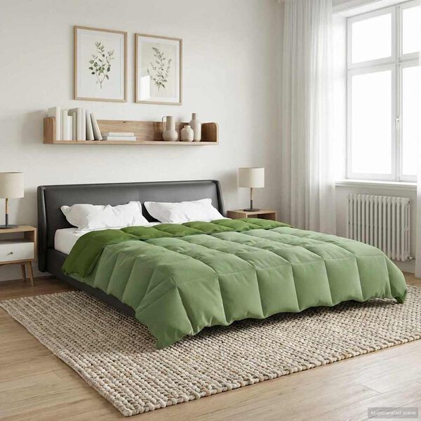 vidaXL Duvet Estivo Trapuntato Verde 240 x 260 cm Microfibra
