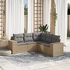 vidaXL Set Divano da Giardino 5 pz con Cuscini Beige in Polyrattan