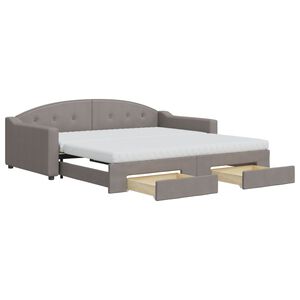 vidaXL Divano Letto Estraibile con Cassetti Tortora 100x200 cm Tessuto
