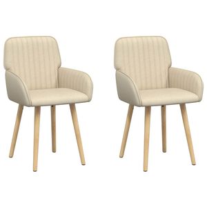 vidaXL Sedie da pranzo 2 pcs Tessuto Crema 56,5 x 50 x 87,5 cm