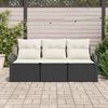 vidaXL Set Divano da Giardino con cuscino 3 pcs Nero Poly Rattan