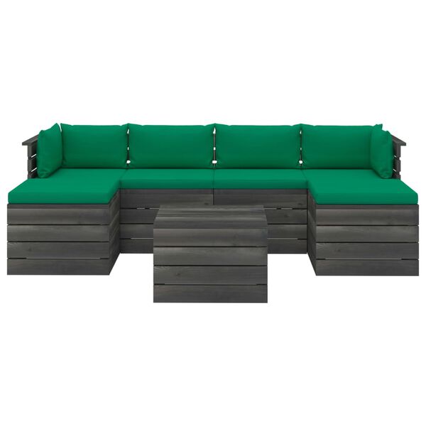 vidaXL Set Divani da Giardino su Pallet 7 pz con Cuscini Massello Pino