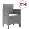 vidaXL Set da Pranzo per Giardino 15 pcs Grigio chiaro Rattan Polt