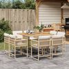 vidaXL Set da Pranzo da Giardino 9 pz con Cuscini Beige in Polyrattan