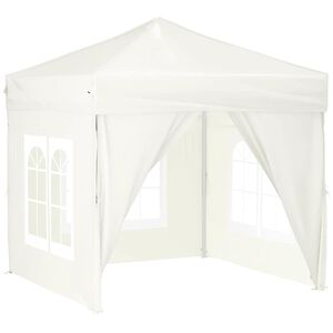 vidaXL Tenda per Feste Pieghevole con Pareti Laterali Crema 2x2 m