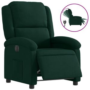 vidaXL Poltrona Elettrica Reclinabile Verde Scuro in Vera Pelle
