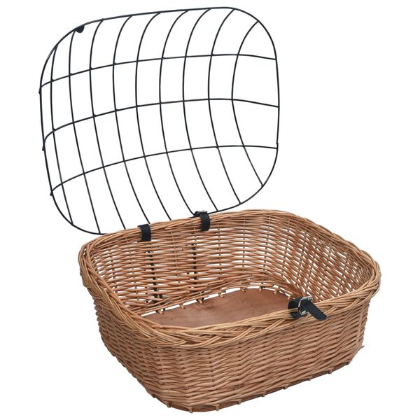 vidaXL Cestino Anteriore Bici con Copertura 50x45x35cm Salice Naturale