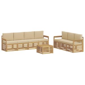 vidaXL Set divani 8 pz Bianco e Beige Poliestere