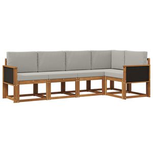 vidaXL Set di divani da esterno 5 pcs Naturale e Grigio Chiaro