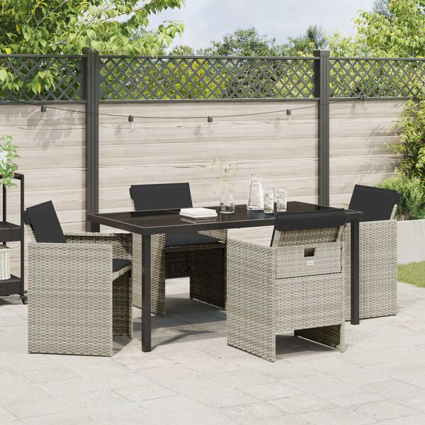 vidaXL Set da Pranzo per Giardino 5 pcs Grigio chiaro polyrattan