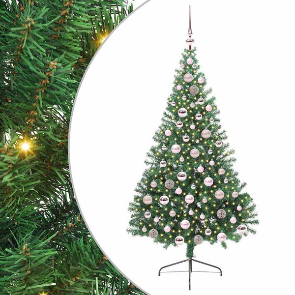 vidaXL Albero di Natale artificiale con luci integrate Verde 180 cm