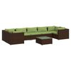 vidaXL Set Divani da Giardino 8 pz con Cuscini in Polyrattan Marrone