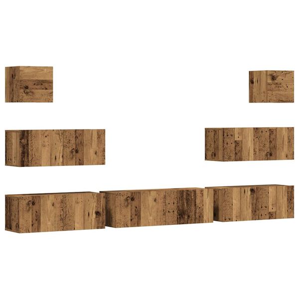 vidaXL Set Mobile TV 7 pz Montato a Parete Legno Antico in Truciolato