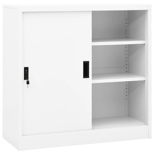 vidaXL Armadio per Ufficio Anta Scorrevole Bianco 90x40x90cm Acciaio