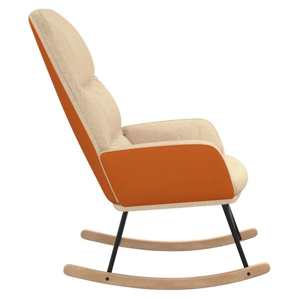 vidaXL Sedia a Dondolo Crema in Tessuto