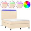 vidaXL Letto a Molle con Materasso e LED Crema 140x190 cm in Tessuto