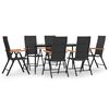 vidaXL Set da Pranzo da Giardino 7 pz Nero e Marrone in Polyrattan