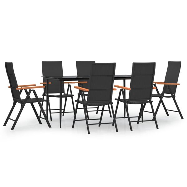 vidaXL Set da Pranzo da Giardino 7 pz Nero e Marrone in Polyrattan