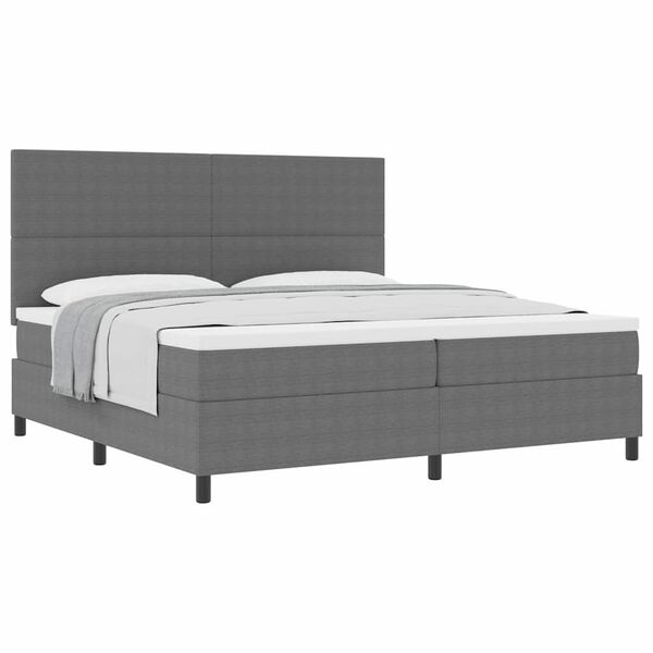 vidaXL Letto a molle con testiera Grigio chiaro e bianco 200 x 200 cm