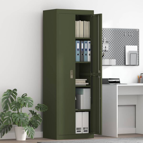 vidaXL Armadio con archiviazione 2 pcs Verde oliva 60 x 40 x 180 cm