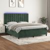 vidaXL Letto a Molle con Materasso e LED Verde Scuro 160x200cm Velluto