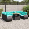 vidaXL Set Divani da Giardino 10pz con Cuscini in Polyrattan Nero