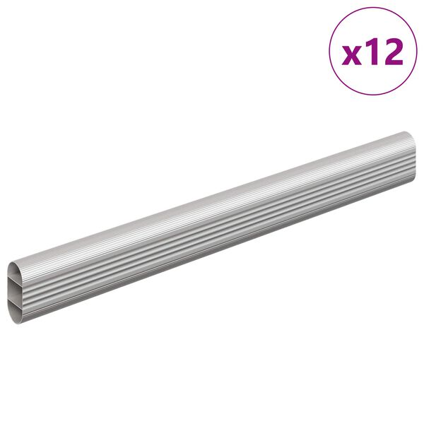 vidaXL Asta per armadio 12 pcs Argento 764 x 15 x 29 mm