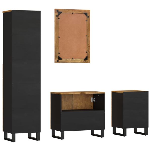 vidaXL Set Mobili da Bagno 4 pz in Legno Massello di Mango