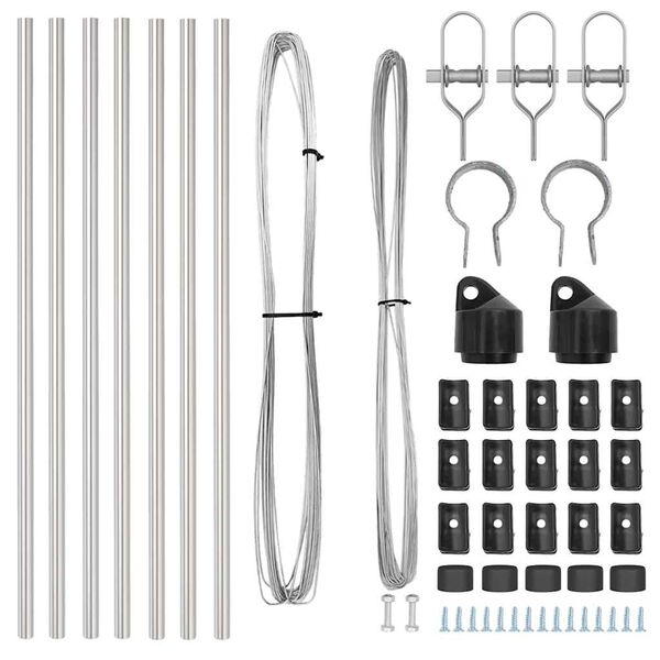 vidaXL Palo della recinzione 7 pcs Argento Acciaio