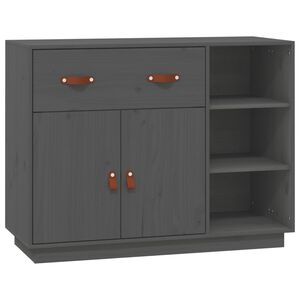 vidaXL Credenza Grigia 98,5x40x75 cm in Legno Massello di Pino