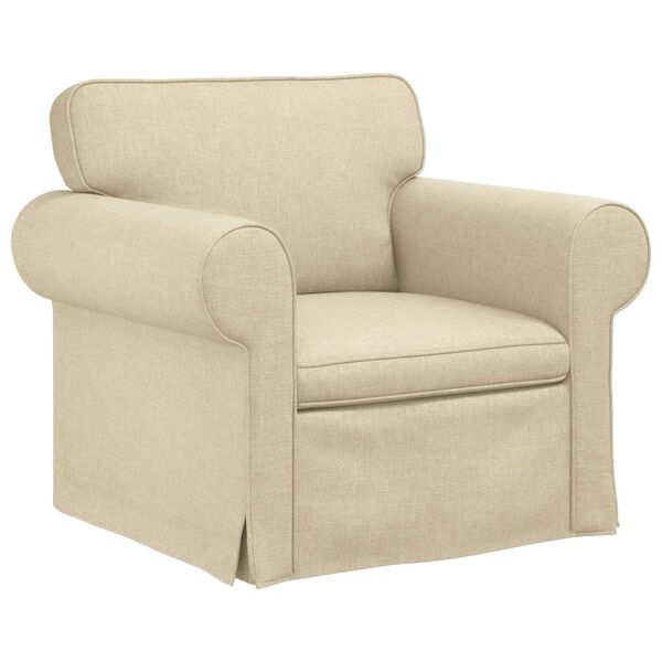 vidaXL Divano 2 pcs Crema 215 x 82 x 80 cm Tessuto