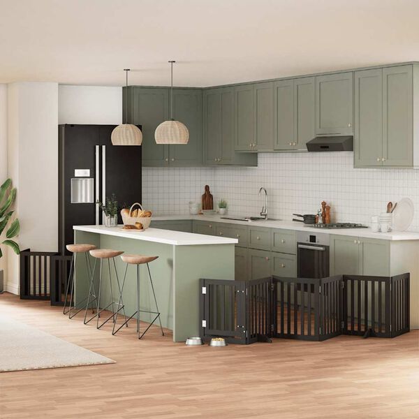 vidaXL Cancello Cani Porta Pieghevole Nero 12 Pannelli 600 cm Pioppo