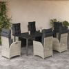 vidaXL Set da Pranzo da Giardino 7 pz Cuscini Polyrattan Grigio Chiaro