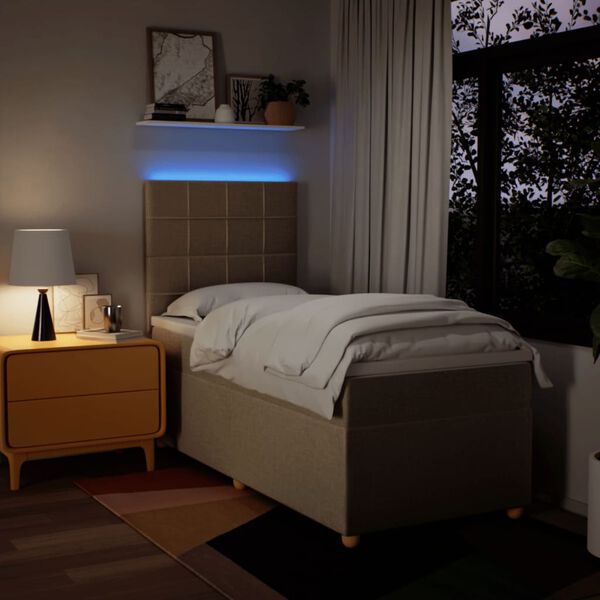 vidaXL Giroletto a Molle con Materasso Crema 100x200 cm in Tessuto