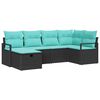 vidaXL Set di divani 6 pz 6-Numero di posti Nero e Turchese polyrattan