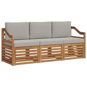 vidaXL Set divani con cuscino 3 pcs Grigio Naturale e Chiaro