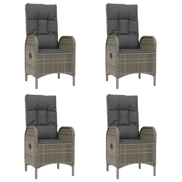 vidaXL Set da Pranzo Giardino 5pz Nero e Grigio con Cuscini Polyrattan