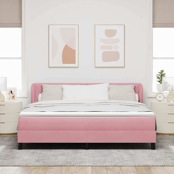 vidaXL Letto a molle con materasso Rosa 180 x 200 cm Velluto