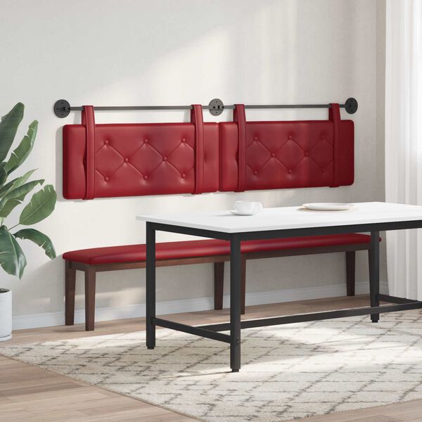 vidaXL Testata appesa Rosso Vino 210 x 55 x 5 cm Pelle Sintetica