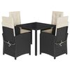 vidaXL Set da Pranzo da Giardino 5 pz Nero con Cuscini in Polyrattan