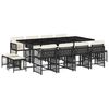 vidaXL Set da Pranzo da Giardino 13pz con Cuscini Nero in Polyrattan