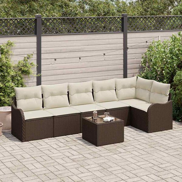 vidaXL Set Divano da Giardino Marrone polyrattan