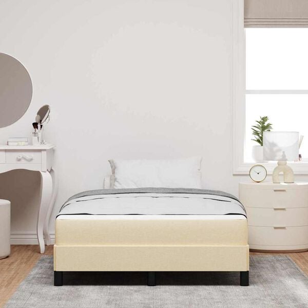 vidaXL Letto a molle con materasso Crema 140 x 190 cm Tessuto