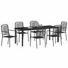 vidaXL Set da Pranzo per Giardino 7 pcs Nero