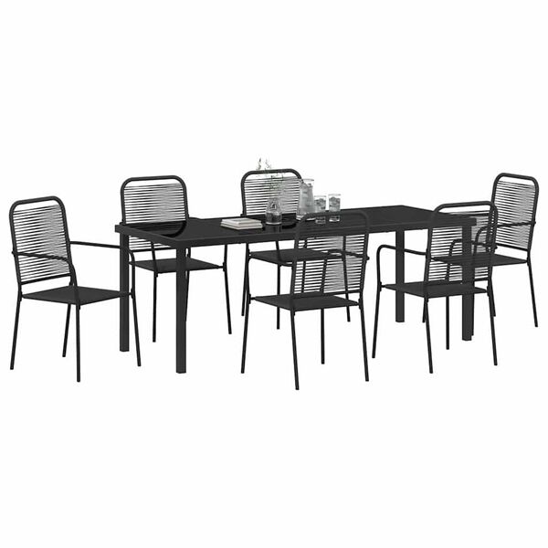 vidaXL Set da Pranzo per Giardino 7 pcs Nero