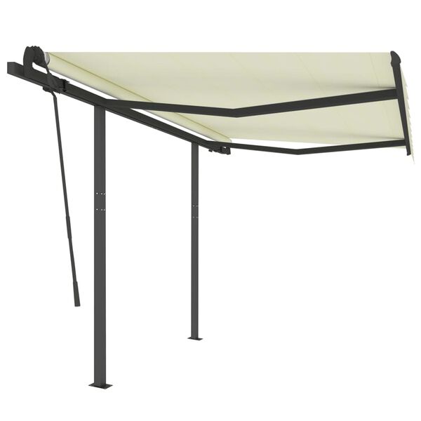 vidaXL Tenda da Sole Retrattile Automatica con Pali 3,5x2,5 m Crema