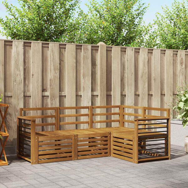 vidaXL Set divani 4 pcs Naturale Legno di Acacia Massello